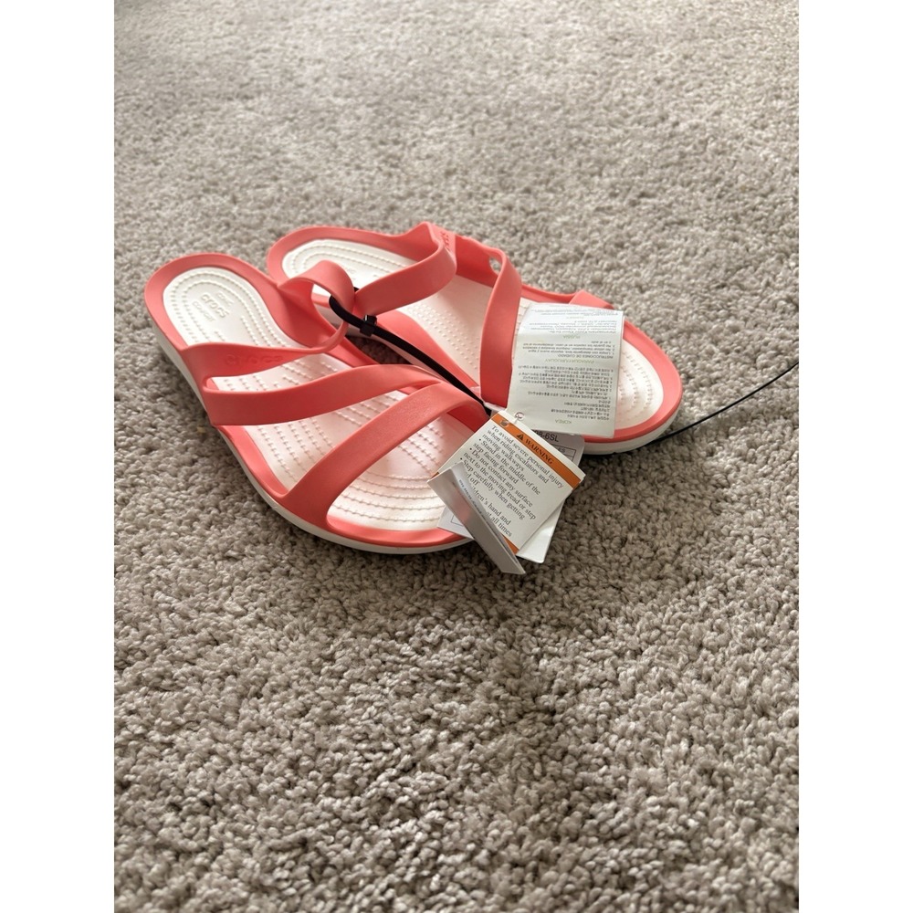 NEW! Crocs Women's Swiftwater Orange White Sandals Slippers Slides Summer Size 9